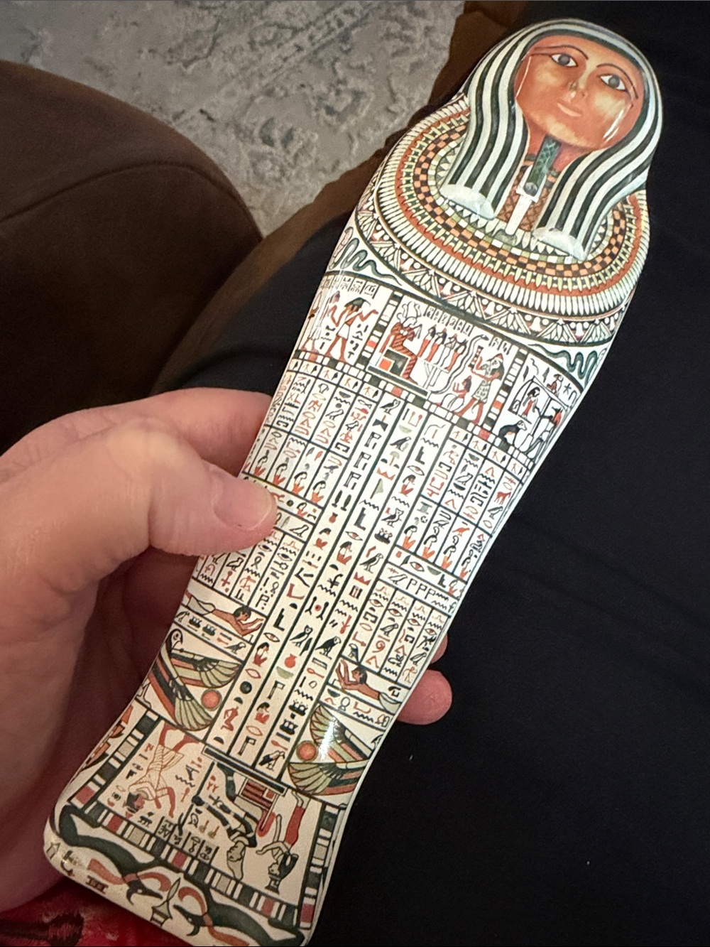 Vtg Egyptian Sarcophagus Metal Pencil Case